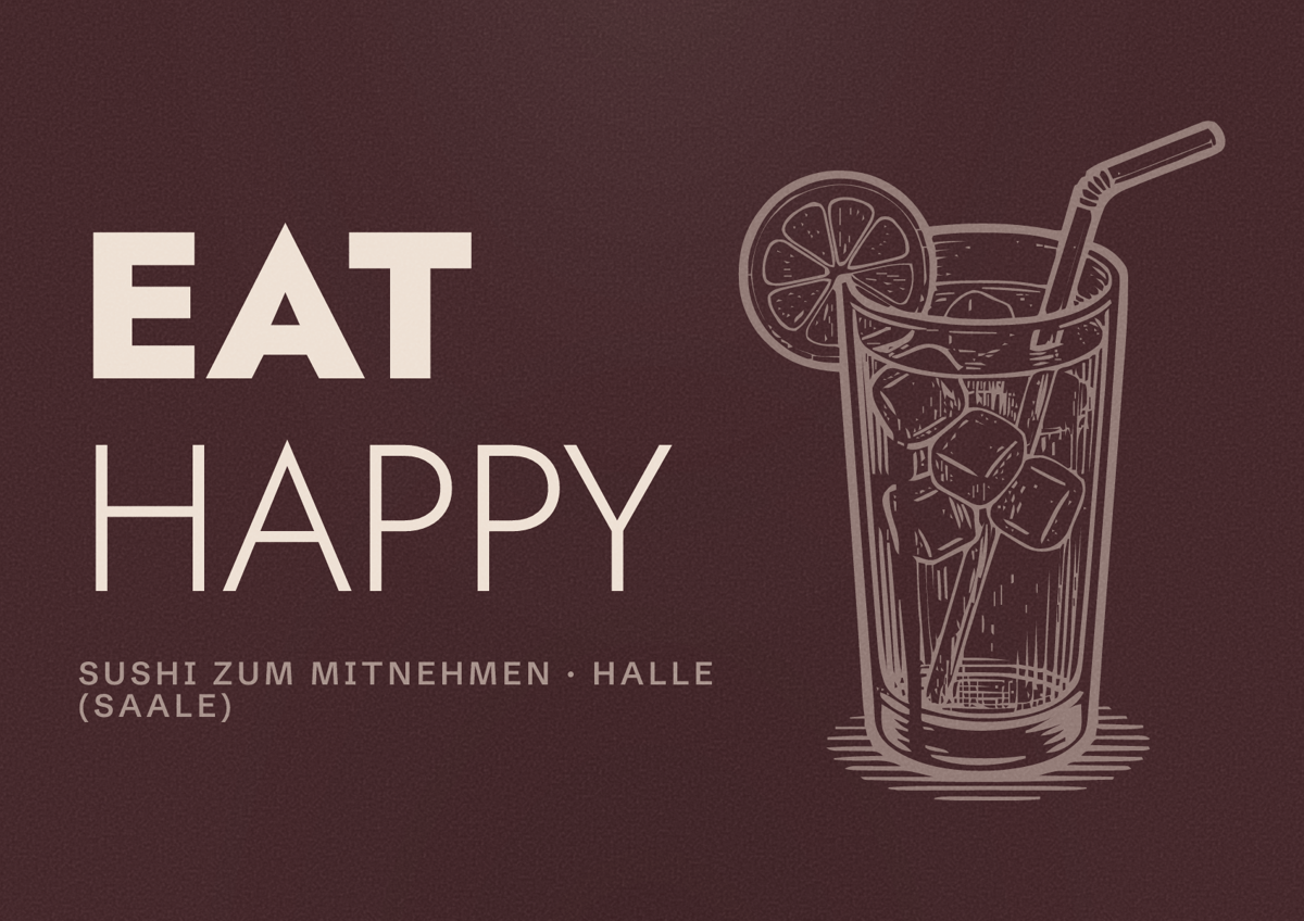 Illustriertes Poster von EAT HAPPY, Sushi zum Mitnehmen in Halle (Saale)
