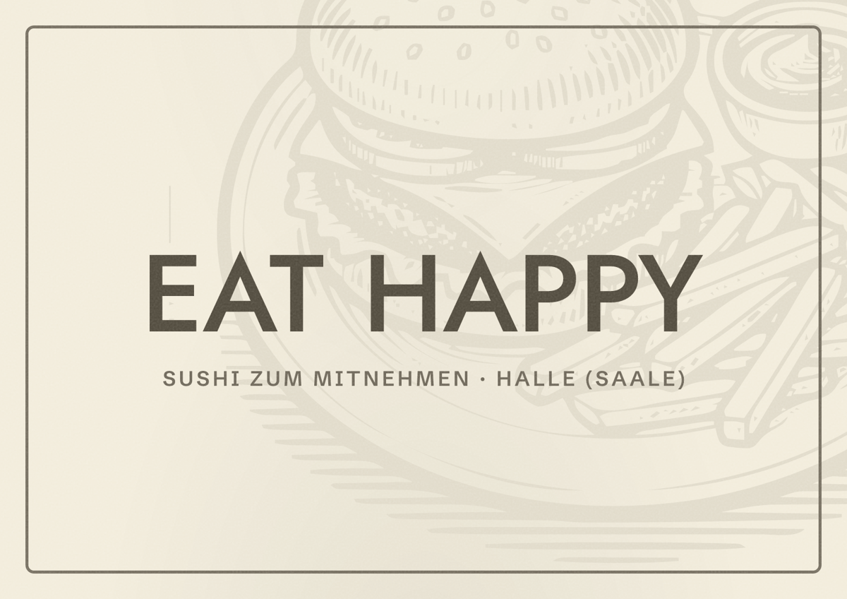 Illustriertes Poster von EAT HAPPY, Sushi zum Mitnehmen in Halle (Saale)