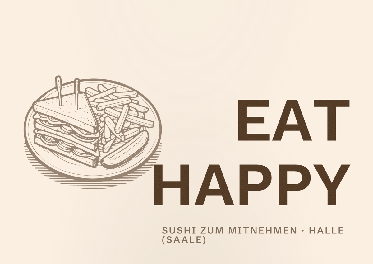 Illustriertes Poster von EAT HAPPY, Sushi zum Mitnehmen in Halle (Saale)