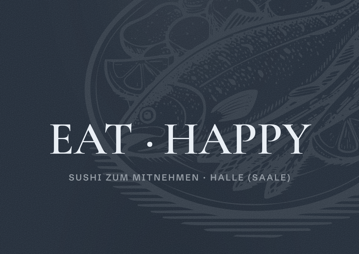 Illustriertes Poster von EAT HAPPY, Sushi zum Mitnehmen in Halle (Saale)