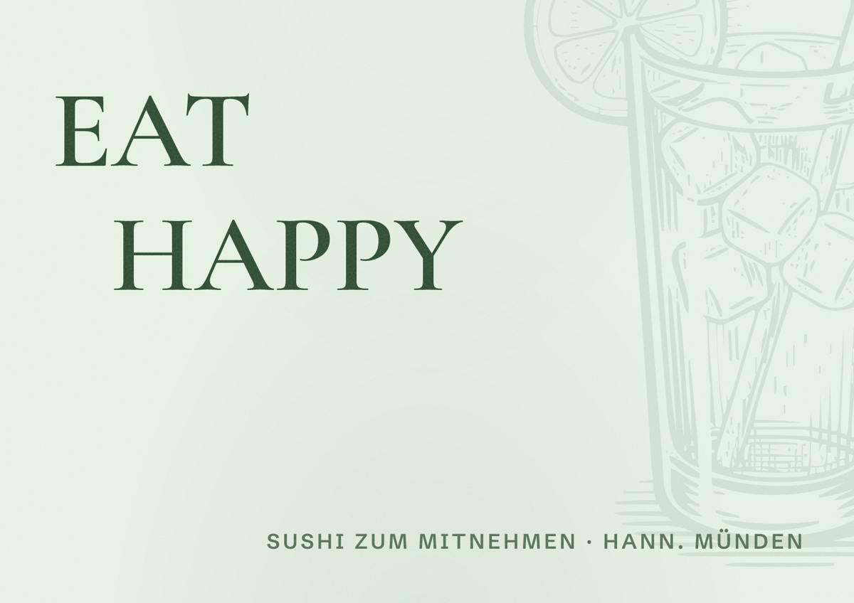 Illustriertes Poster von EAT HAPPY, Sushi zum Mitnehmen in Hann. Münden