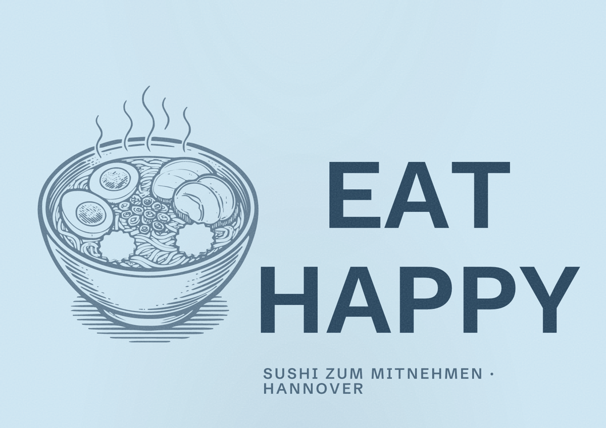 Illustriertes Poster von EAT HAPPY, Sushi zum Mitnehmen in Hannover