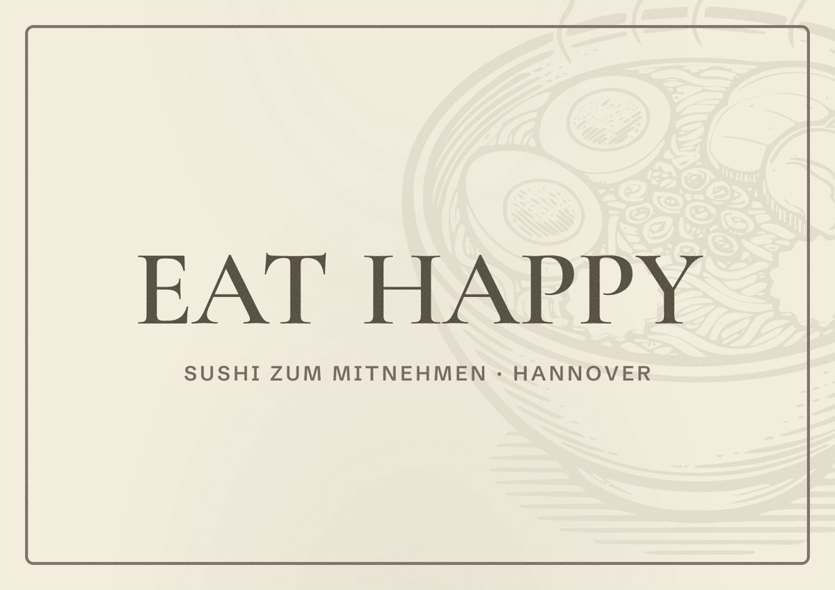 Illustriertes Poster von EAT HAPPY, Sushi zum Mitnehmen in Hannover
