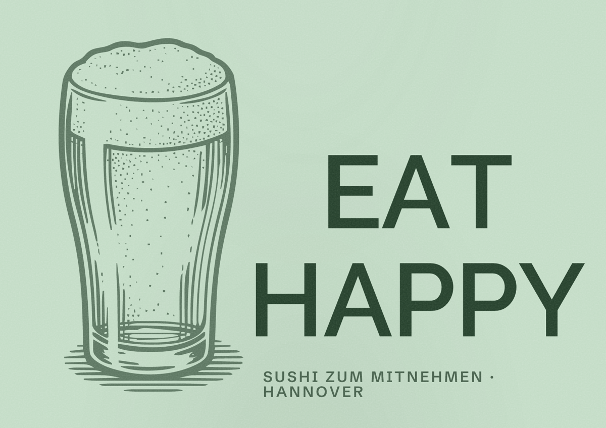 Illustriertes Poster von EAT HAPPY, Sushi zum Mitnehmen in Hannover