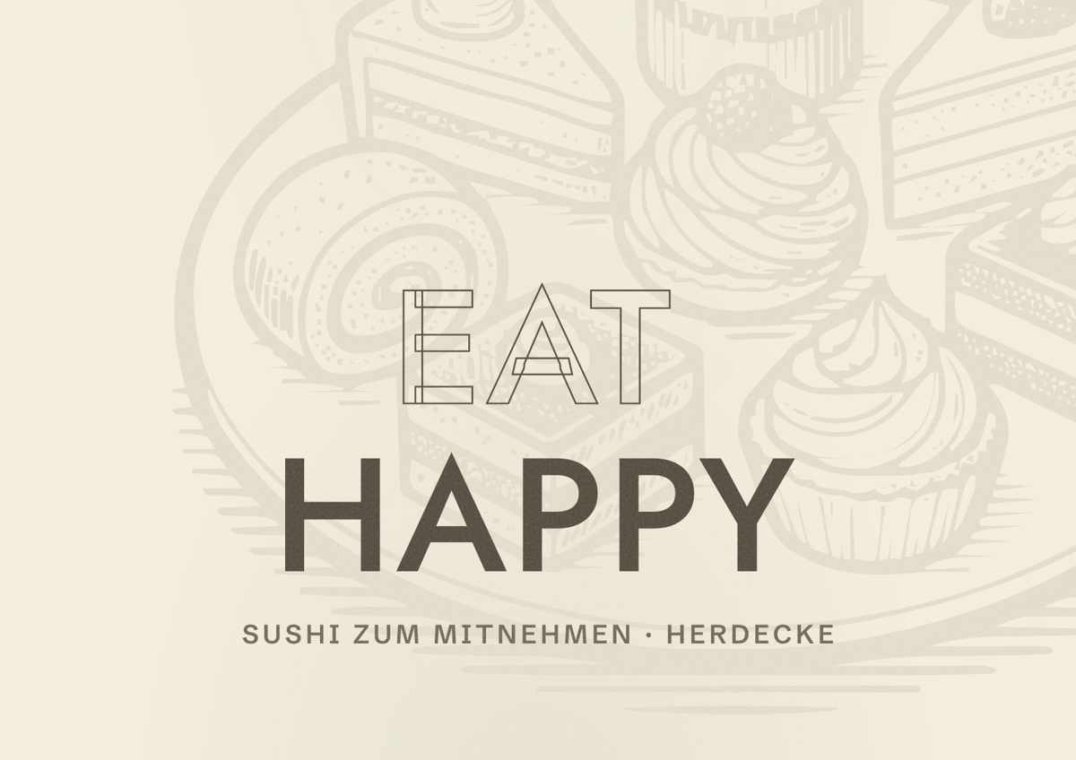 Illustriertes Poster von EAT HAPPY, Sushi zum Mitnehmen in Herdecke
