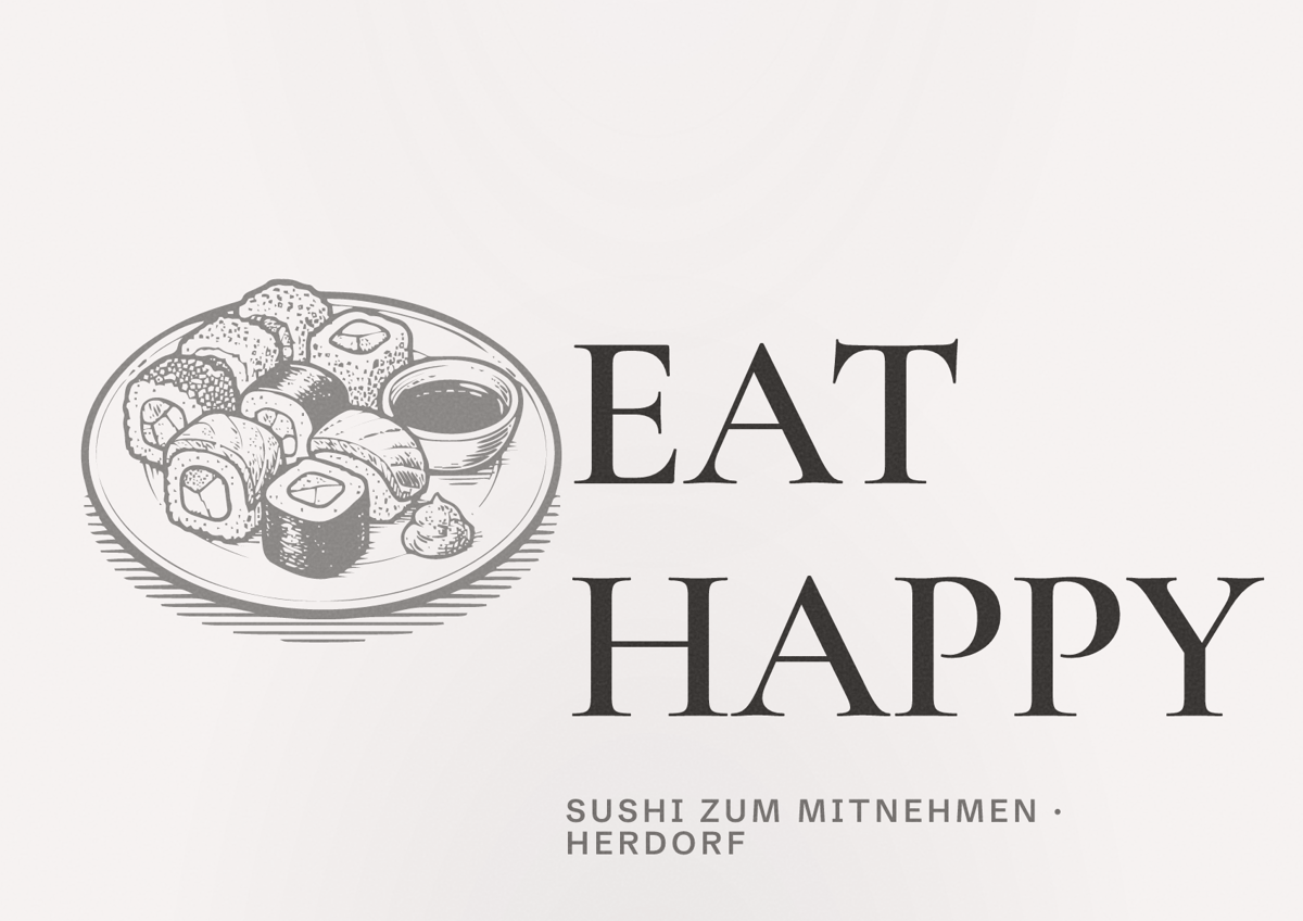 Illustriertes Poster von EAT HAPPY, Sushi zum Mitnehmen in Herdorf