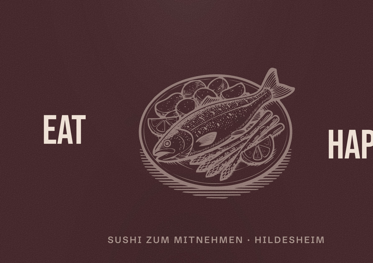 Illustriertes Poster von EAT HAPPY, Sushi zum Mitnehmen in Hildesheim