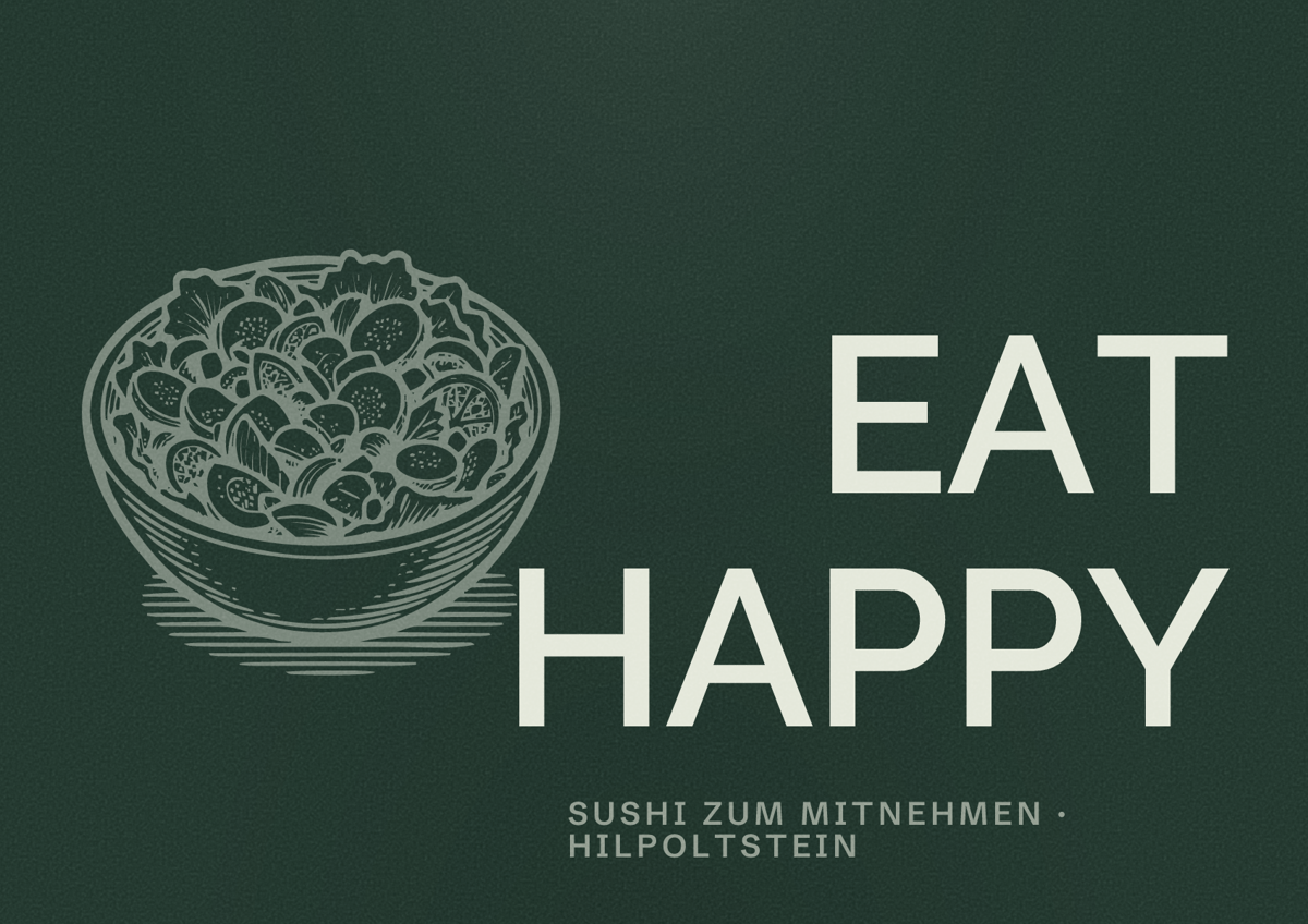 Illustriertes Poster von EAT HAPPY, Sushi zum Mitnehmen in Hilpoltstein