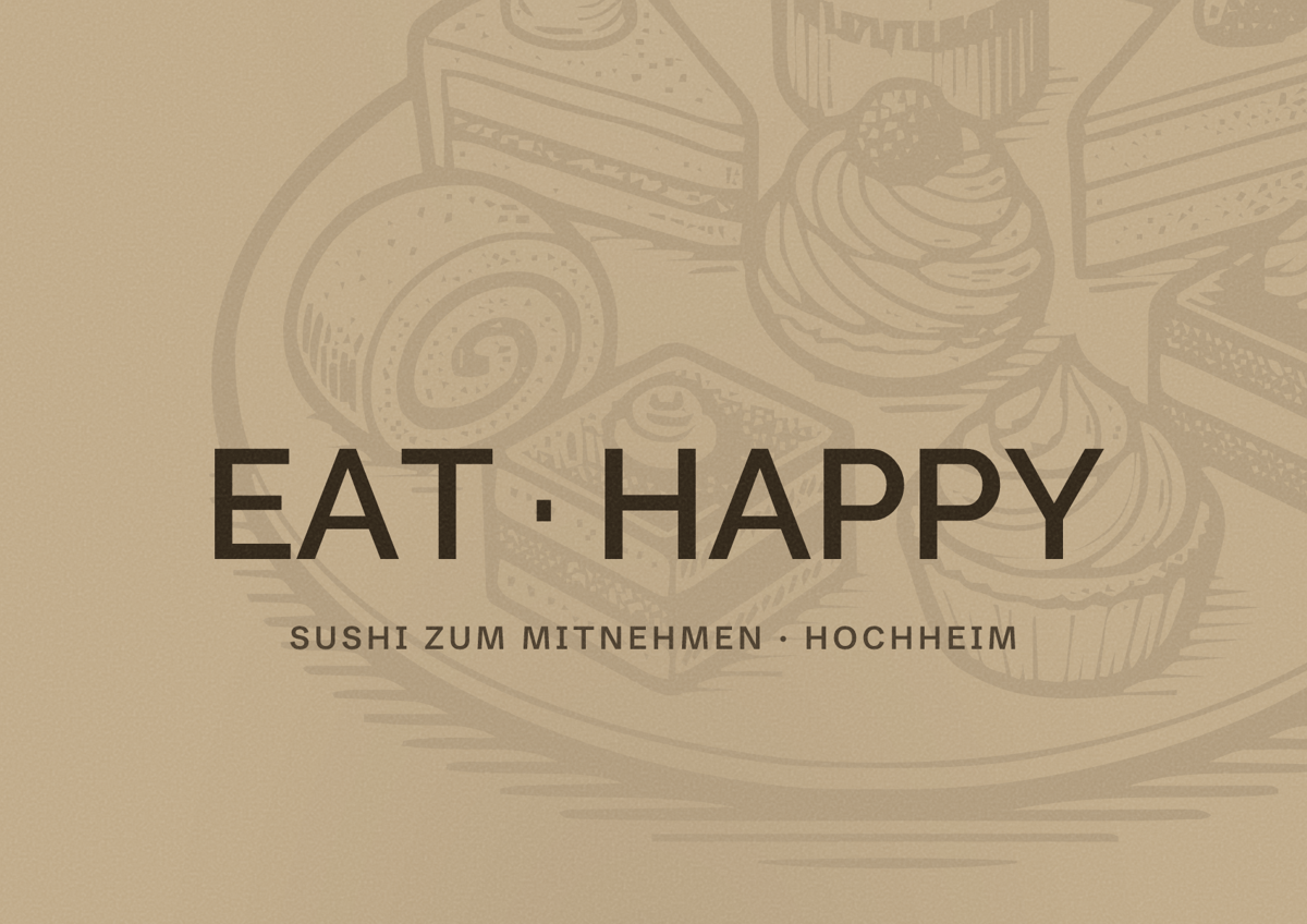 Illustriertes Poster von EAT HAPPY, Sushi zum Mitnehmen in Hochheim