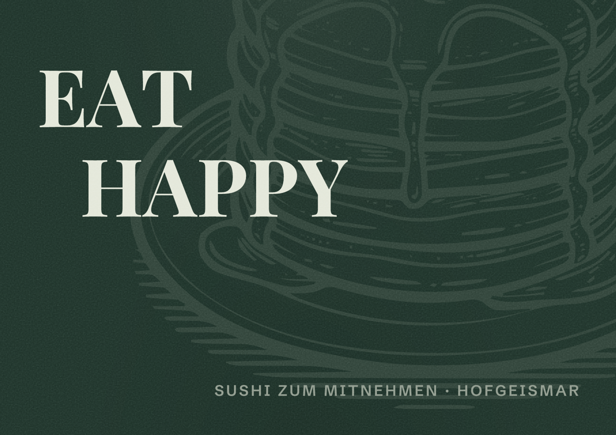 Illustriertes Poster von EAT HAPPY, Sushi zum Mitnehmen in Hofgeismar