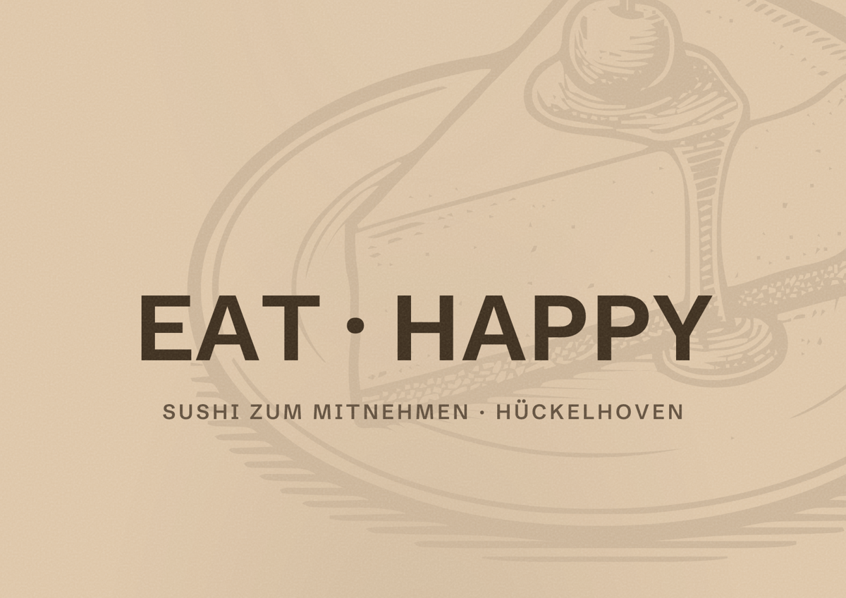 Illustriertes Poster von EAT HAPPY, Sushi zum Mitnehmen in Hückelhoven