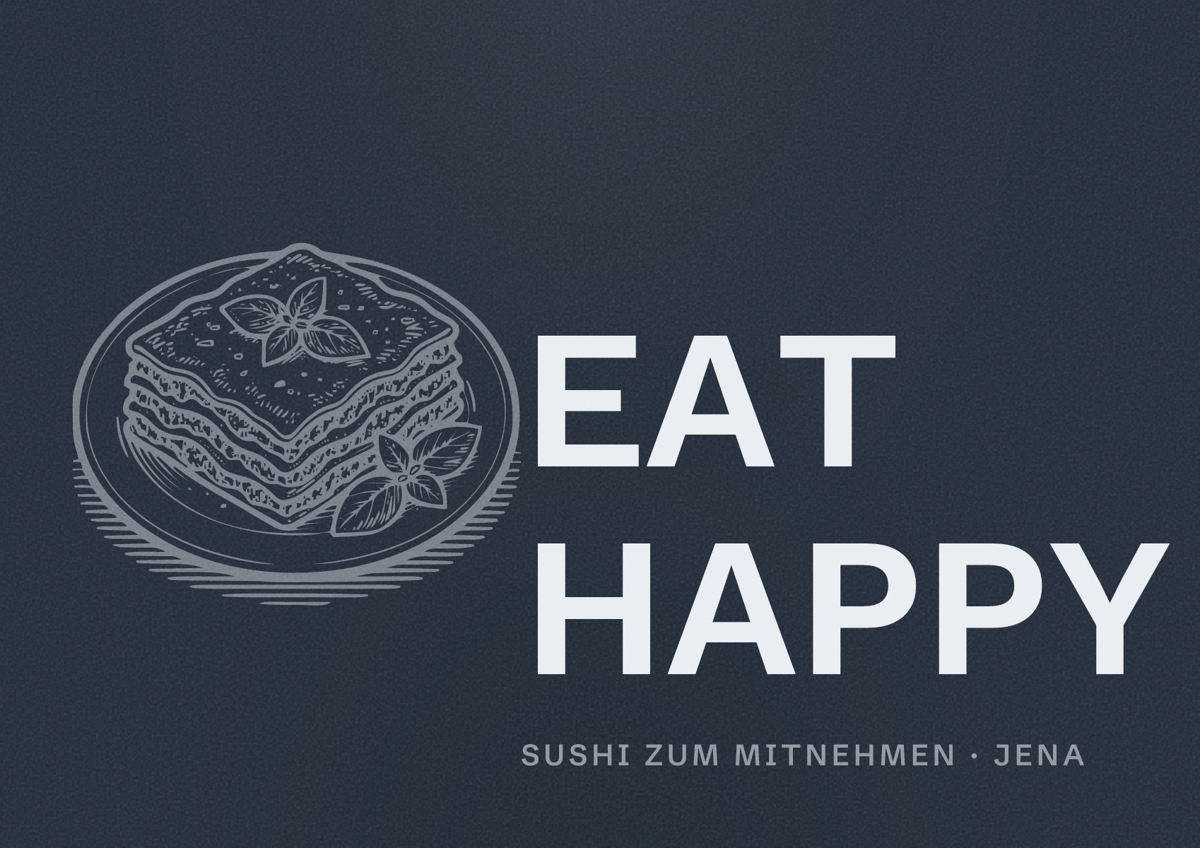 Illustriertes Poster von EAT HAPPY, Sushi zum Mitnehmen in Jena
