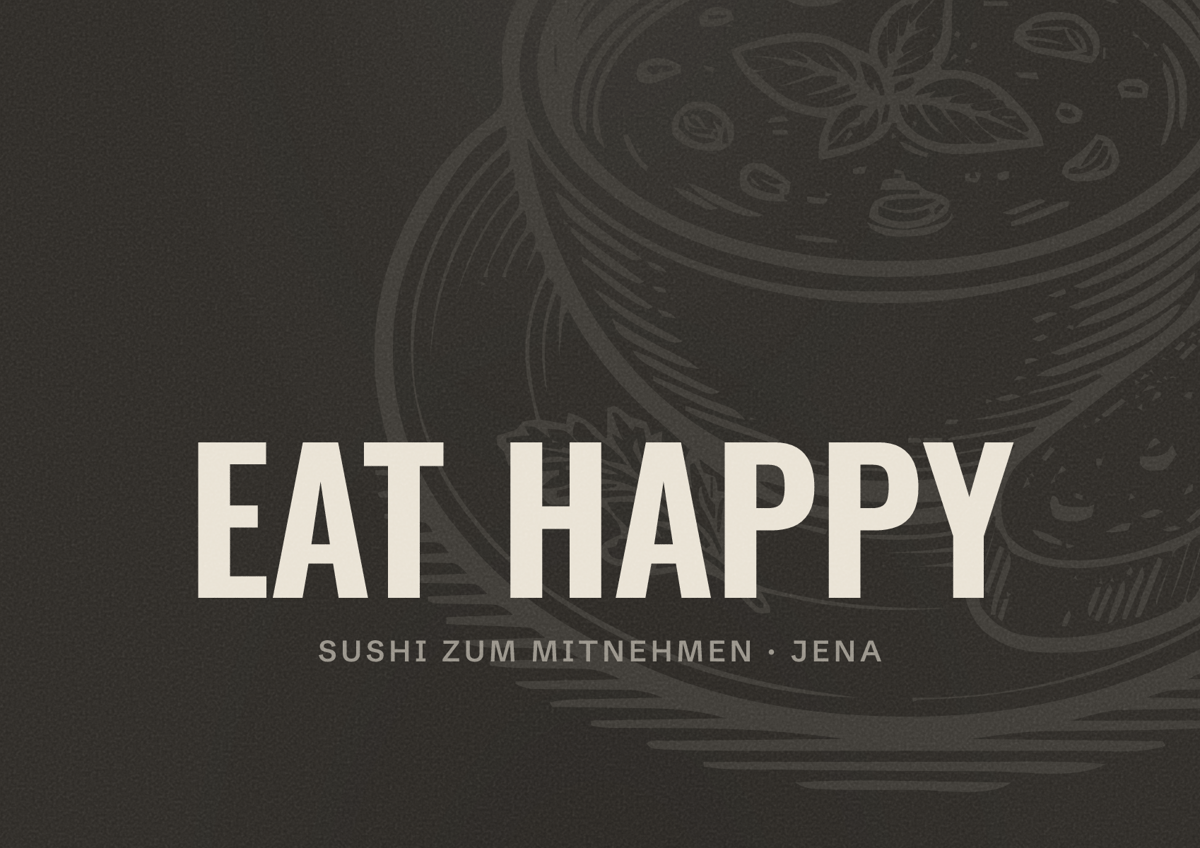 Illustriertes Poster von EAT HAPPY, Sushi zum Mitnehmen in Jena