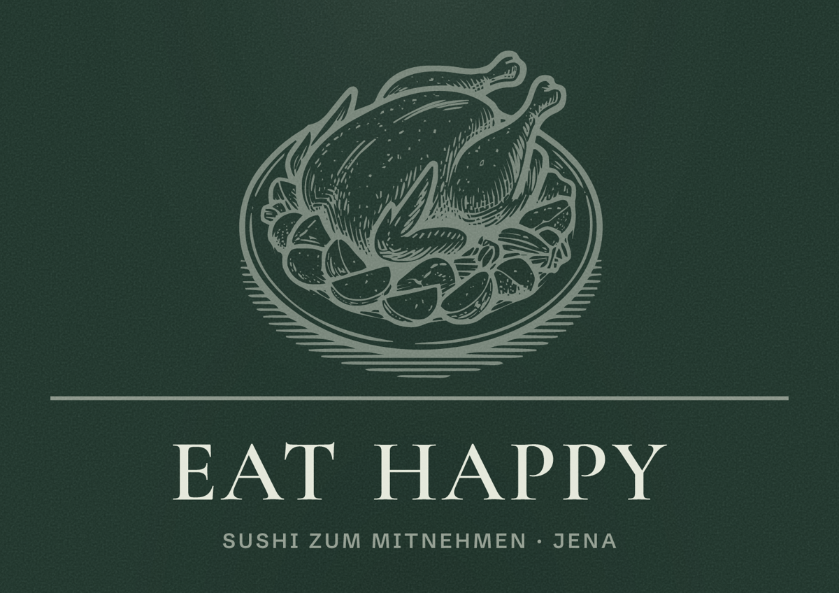 Illustriertes Poster von EAT HAPPY, Sushi zum Mitnehmen in Jena