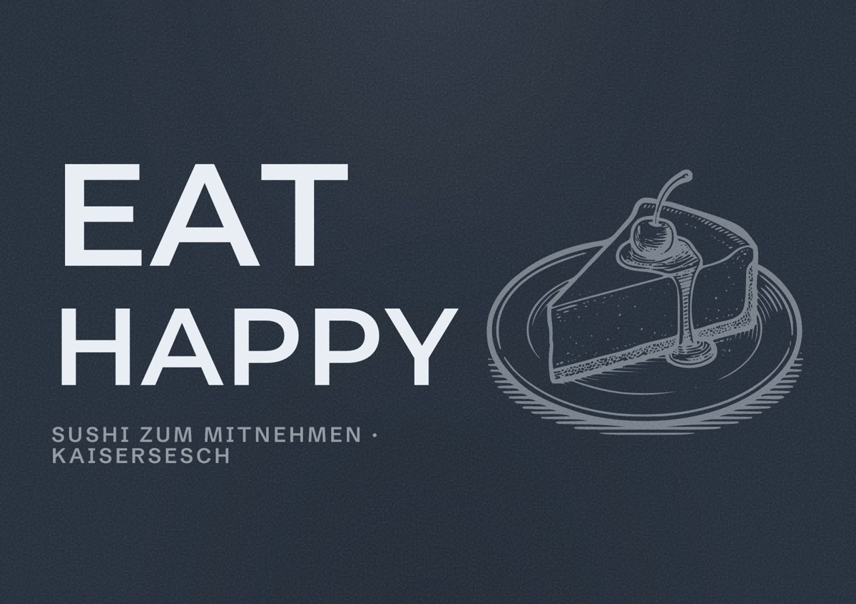 Illustriertes Poster von EAT HAPPY, Sushi zum Mitnehmen in Kaisersesch