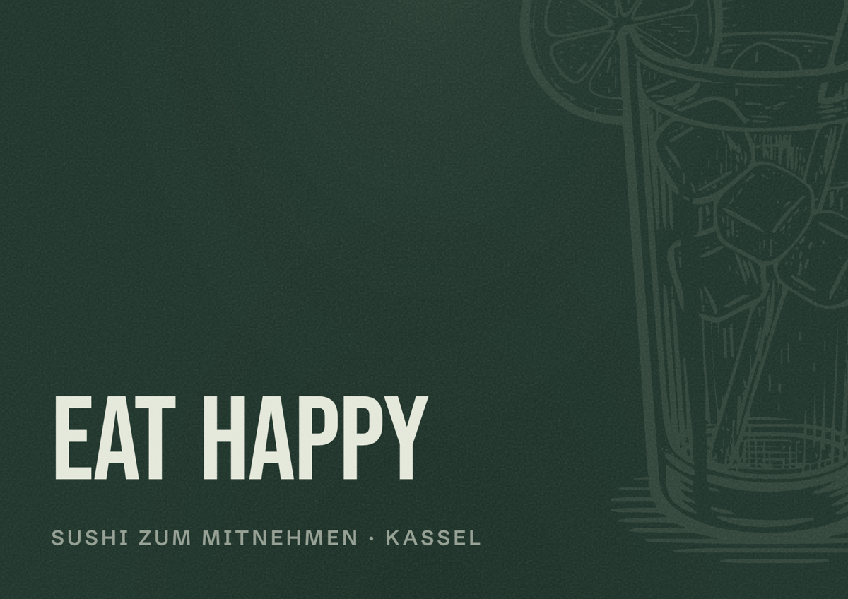Illustriertes Poster von EAT HAPPY, Sushi zum Mitnehmen in Kassel