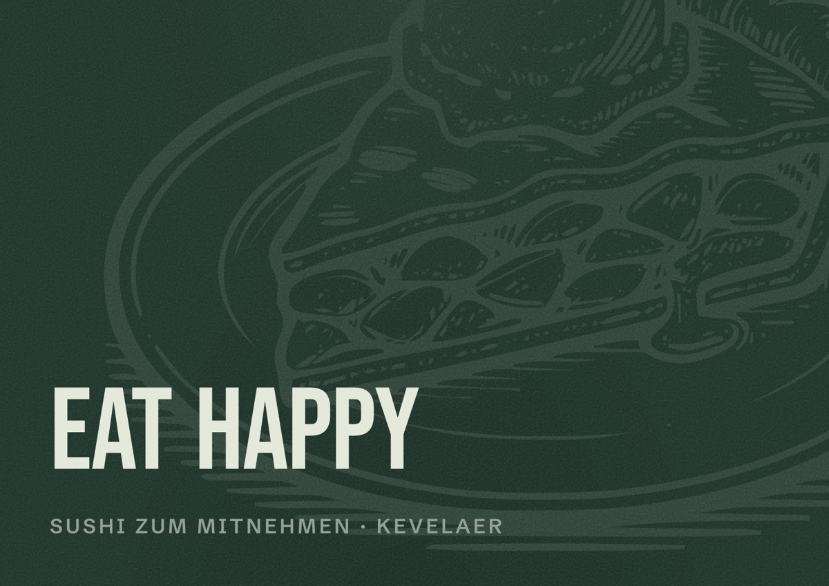 Illustriertes Poster von EAT HAPPY, Sushi zum Mitnehmen in Kevelaer