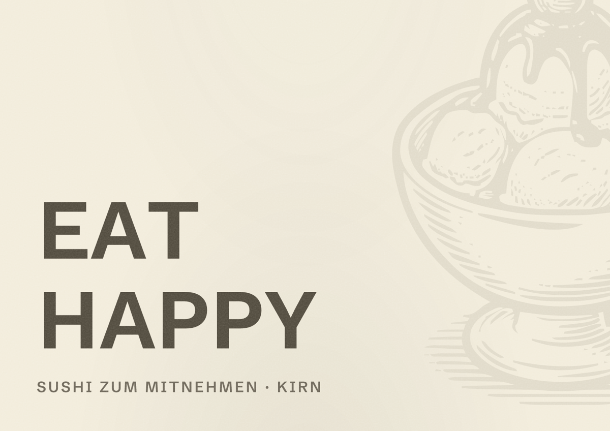 Illustriertes Poster von EAT HAPPY, Sushi zum Mitnehmen in Kirn