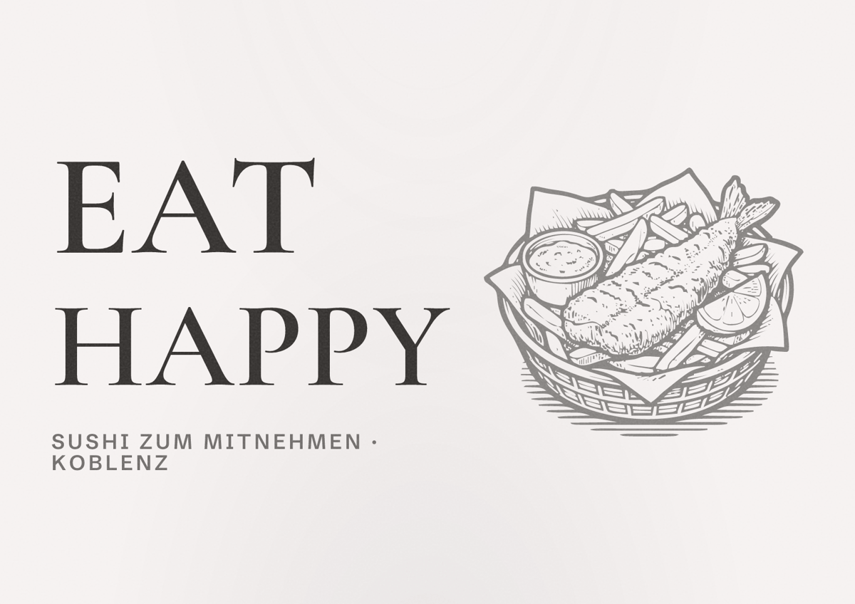Illustriertes Poster von EAT HAPPY, Sushi zum Mitnehmen in Koblenz