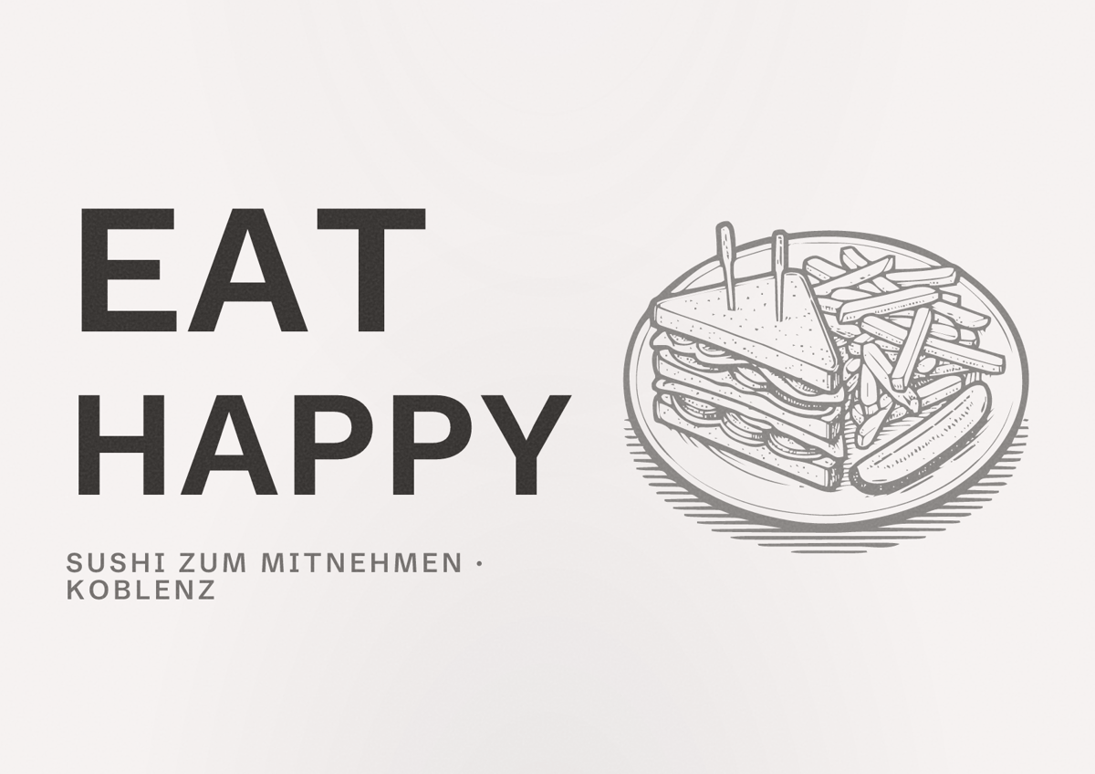 Illustriertes Poster von EAT HAPPY, Sushi zum Mitnehmen in Koblenz