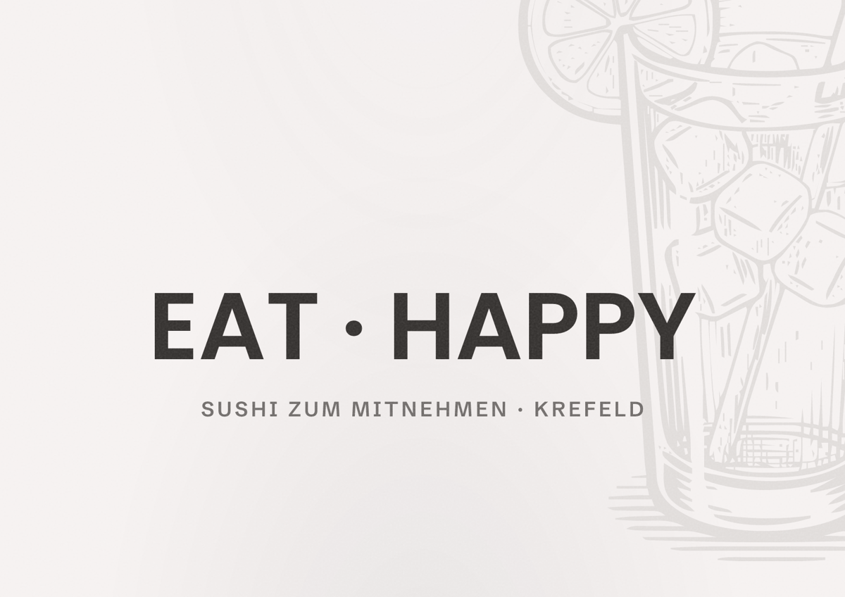Illustriertes Poster von EAT HAPPY, Sushi zum Mitnehmen in Krefeld