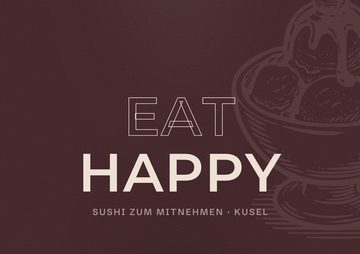 Illustriertes Poster von EAT HAPPY, Sushi zum Mitnehmen in Kusel