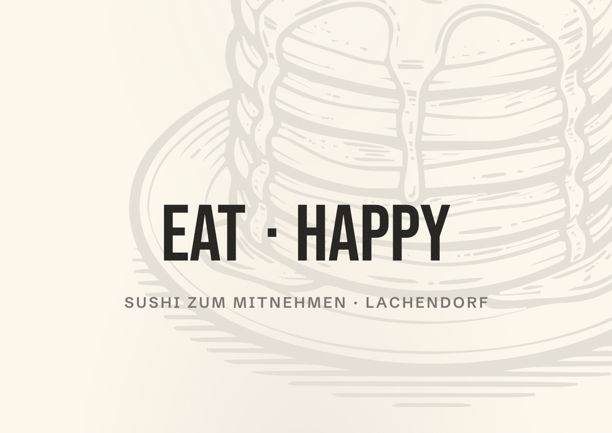Illustriertes Poster von EAT HAPPY, Sushi zum Mitnehmen in Lachendorf