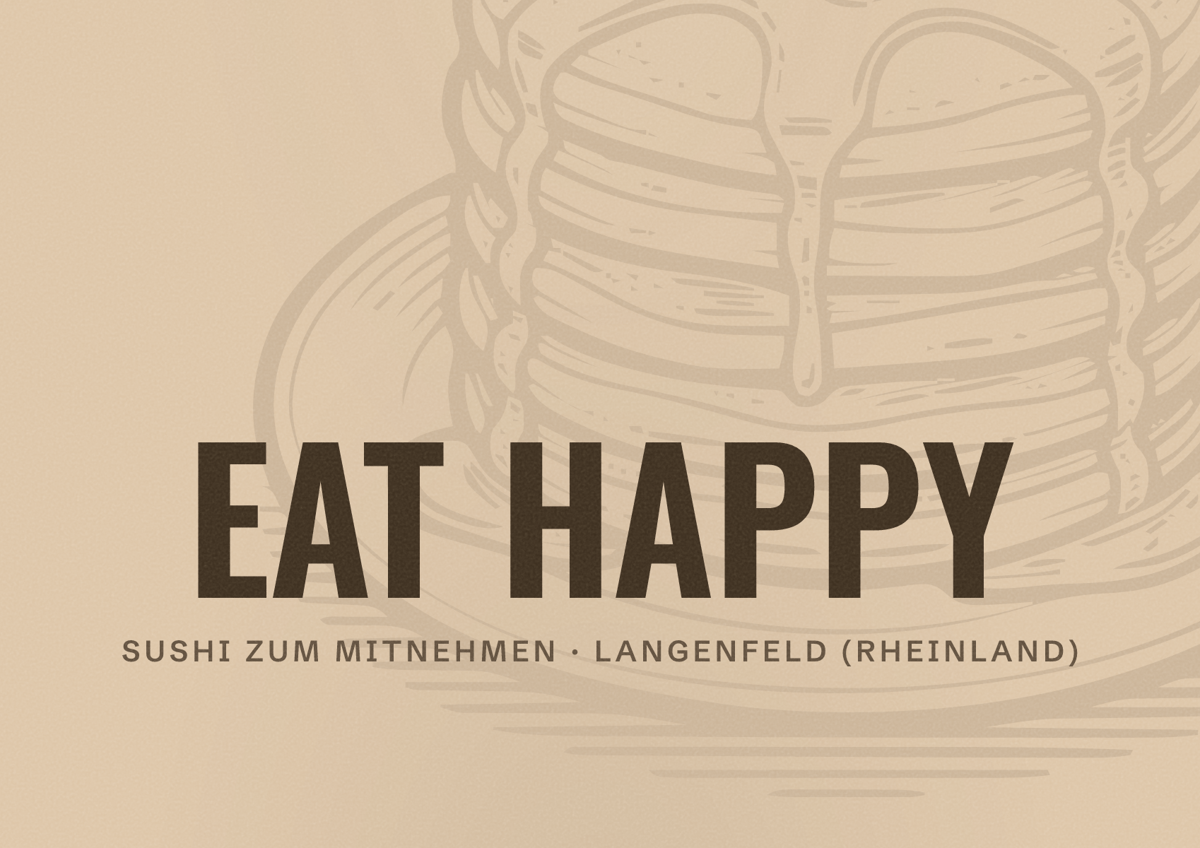 Illustriertes Poster von EAT HAPPY, Sushi zum Mitnehmen in Langenfeld (Rheinland)