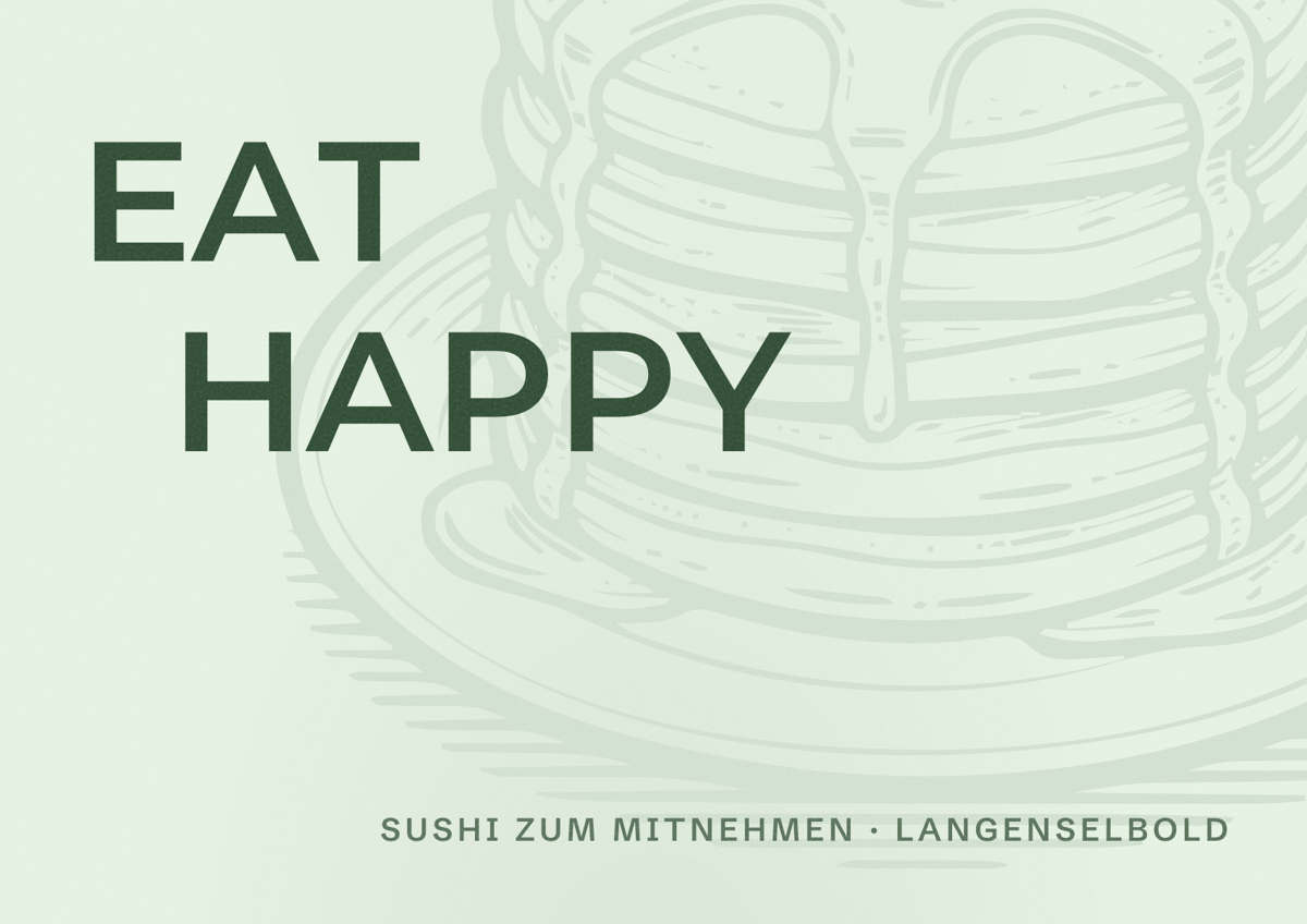 Illustriertes Poster von EAT HAPPY, Sushi zum Mitnehmen in Langenselbold