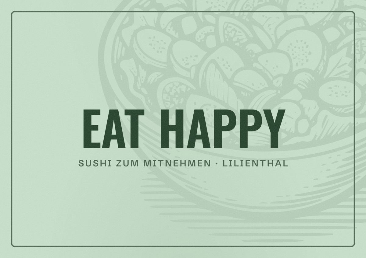 Illustriertes Poster von EAT HAPPY, Sushi zum Mitnehmen in Lilienthal
