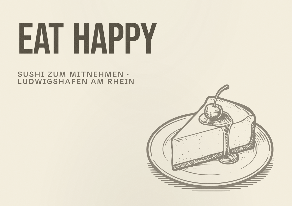 Illustriertes Poster von EAT HAPPY, Sushi zum Mitnehmen in Ludwigshafen am Rhein