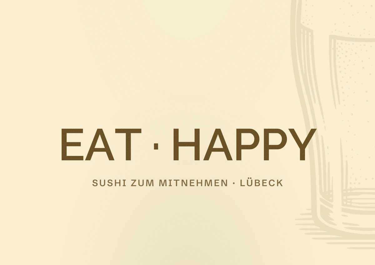 Illustriertes Poster von EAT HAPPY, Sushi zum Mitnehmen in Lübeck