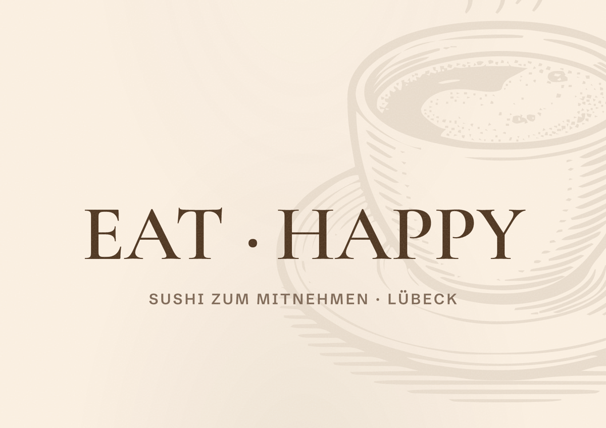 Illustriertes Poster von EAT HAPPY, Sushi zum Mitnehmen in Lübeck