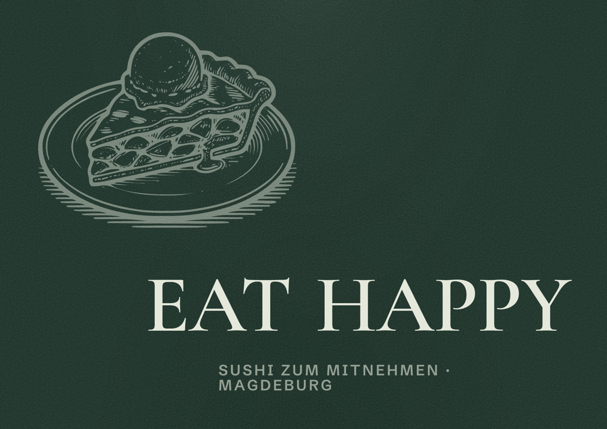 Illustriertes Poster von EAT HAPPY, Sushi zum Mitnehmen in Magdeburg