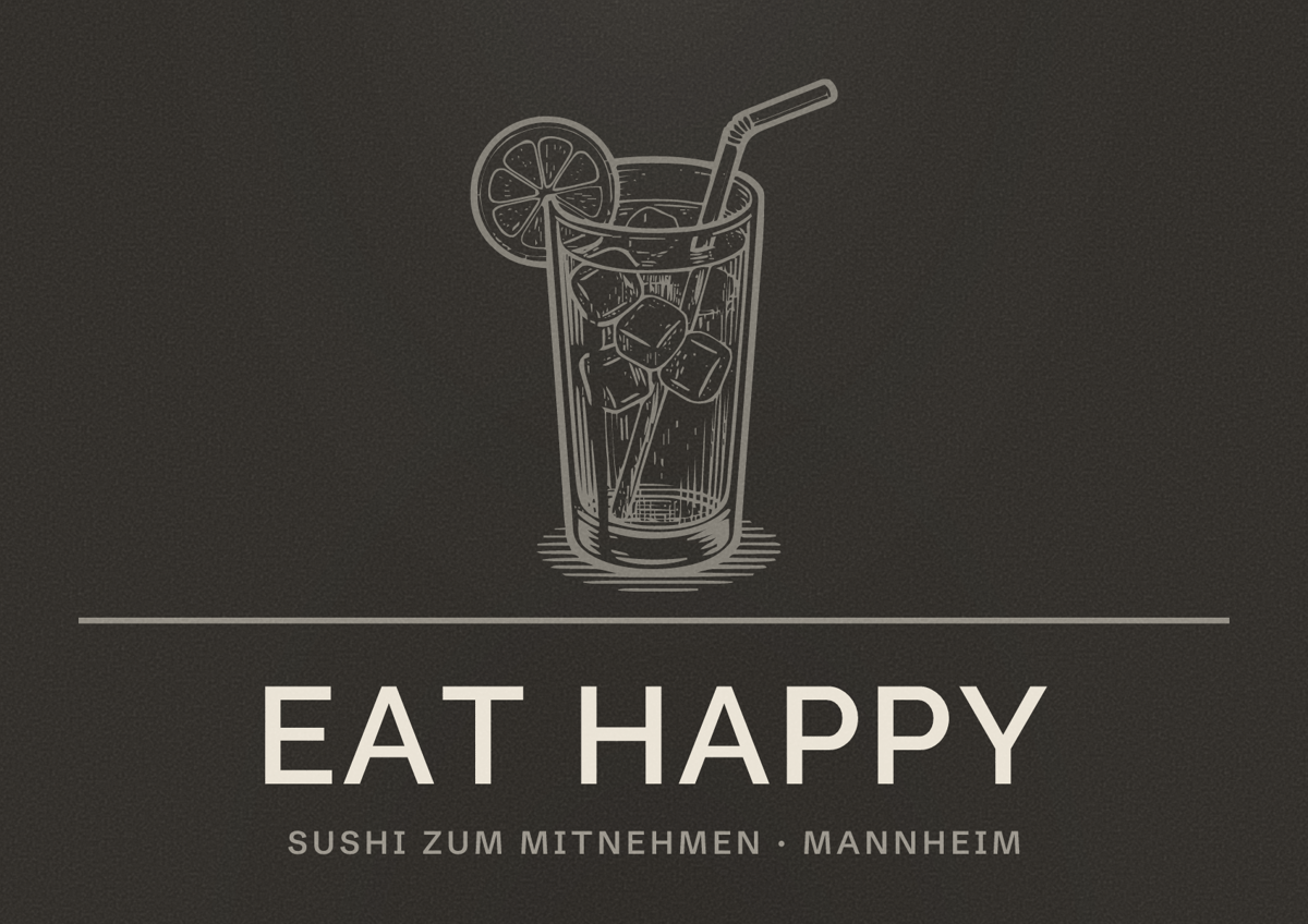 Illustriertes Poster von EAT HAPPY, Sushi zum Mitnehmen in Mannheim