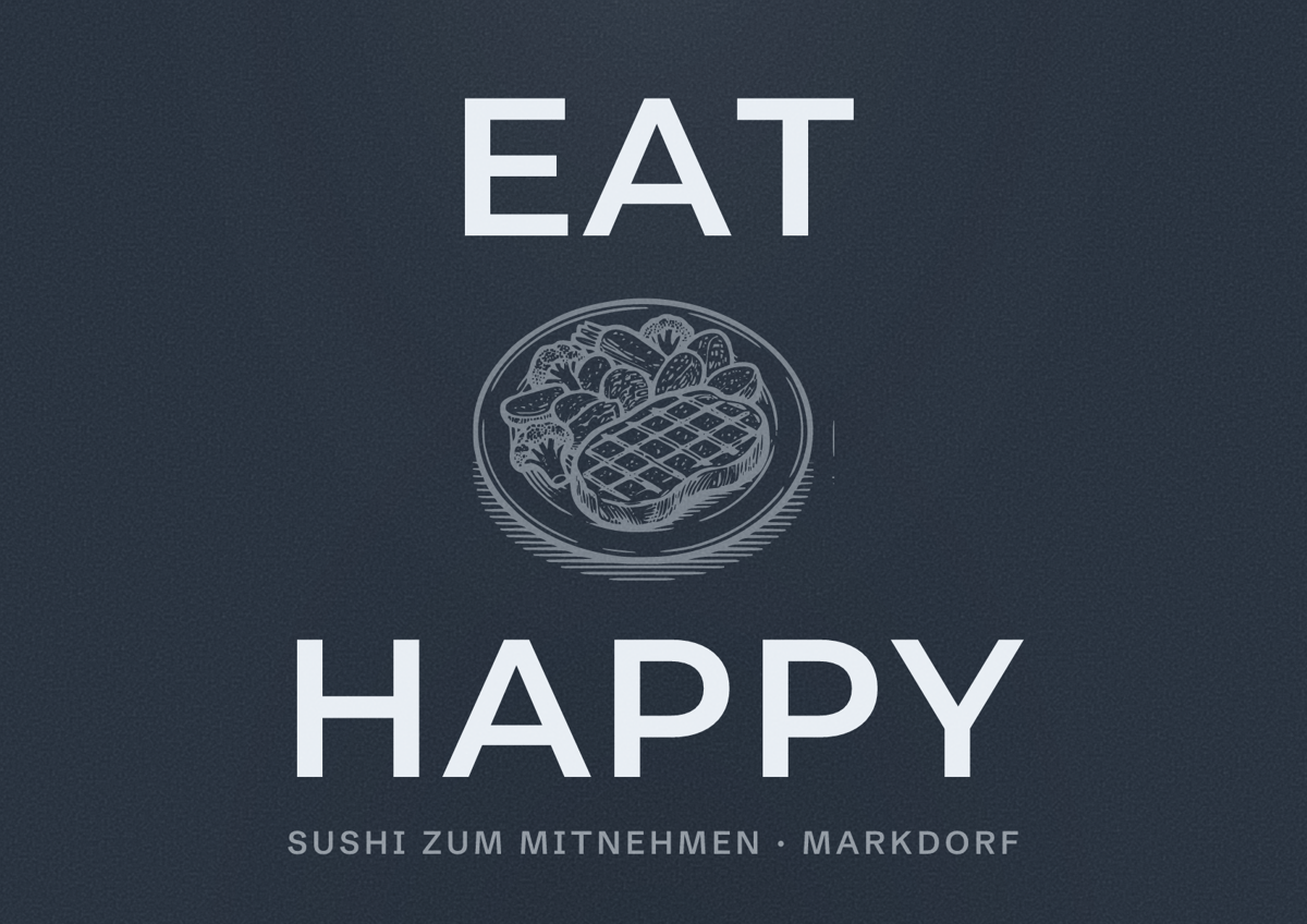 Illustriertes Poster von EAT HAPPY, Sushi zum Mitnehmen in Markdorf