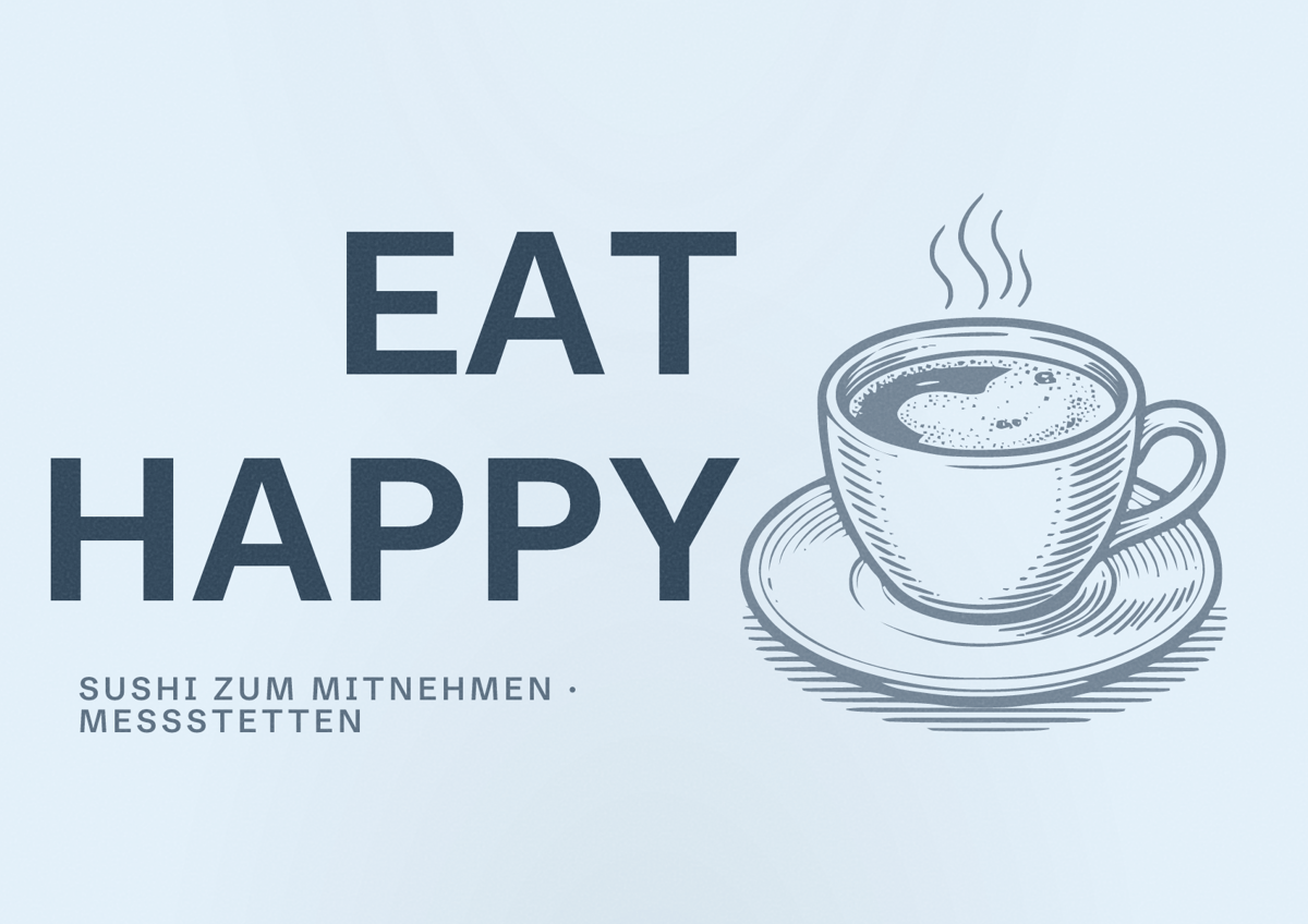 Illustriertes Poster von EAT HAPPY, Sushi zum Mitnehmen in Meßstetten