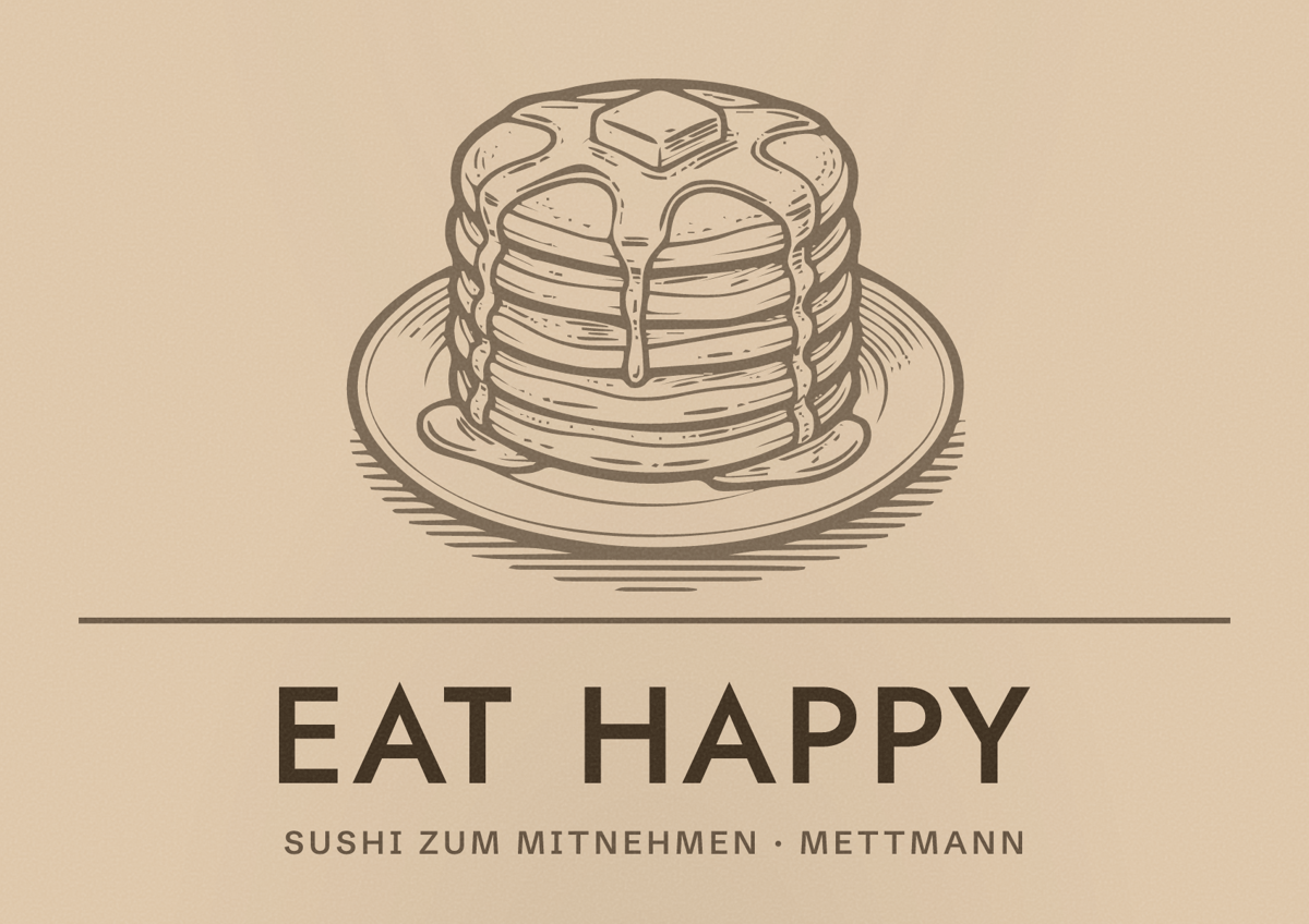 Illustriertes Poster von EAT HAPPY, Sushi zum Mitnehmen in Mettmann