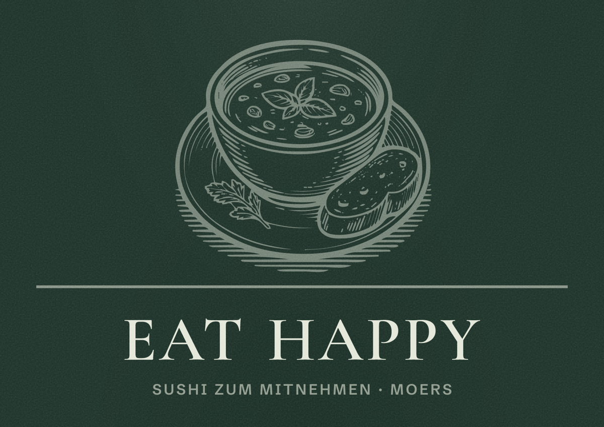 Illustriertes Poster von EAT HAPPY, Sushi zum Mitnehmen in Moers