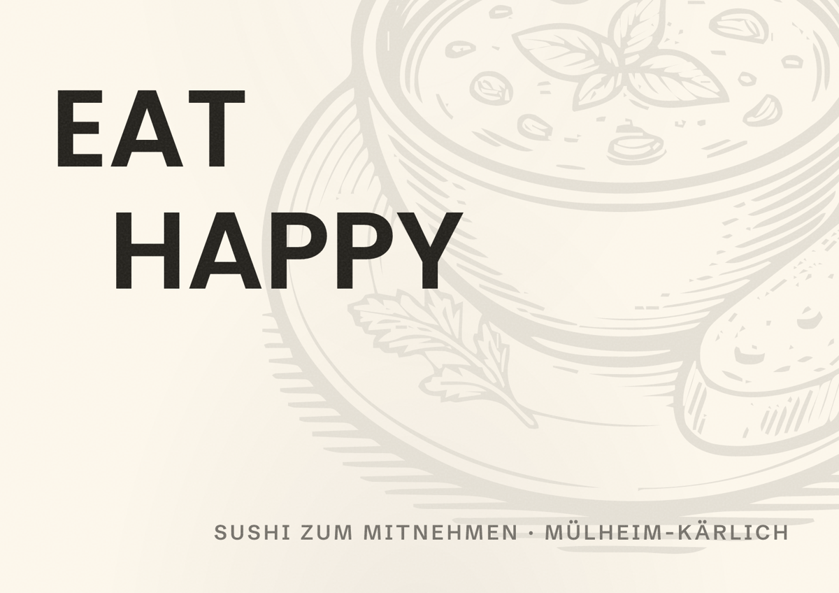 Illustriertes Poster von EAT HAPPY, Sushi zum Mitnehmen in Mülheim-Kärlich