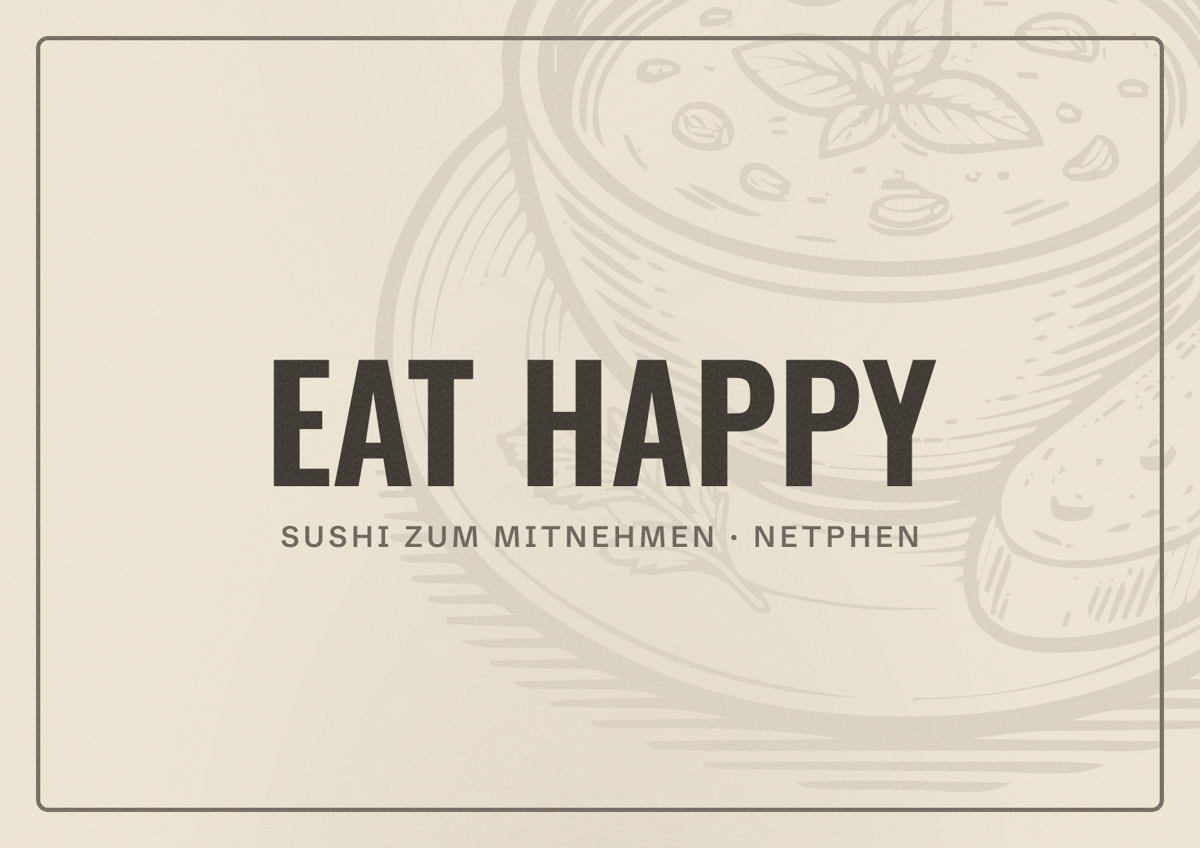 Illustriertes Poster von EAT HAPPY, Sushi zum Mitnehmen in Netphen