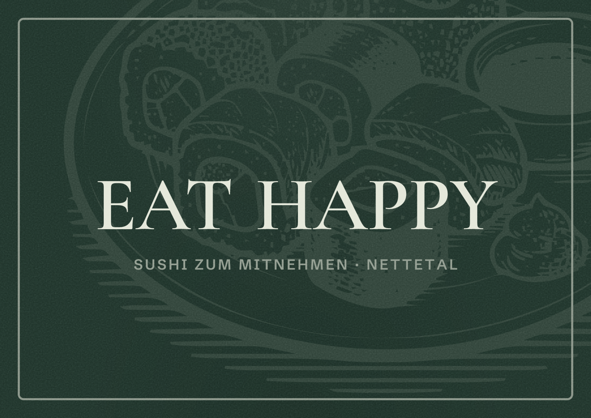 Illustriertes Poster von EAT HAPPY, Sushi zum Mitnehmen in Nettetal