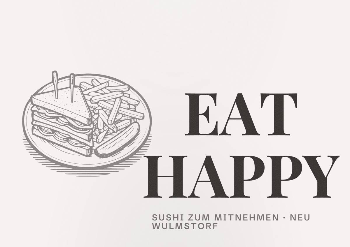 Illustriertes Poster von EAT HAPPY, Sushi zum Mitnehmen in Neu Wulmstorf