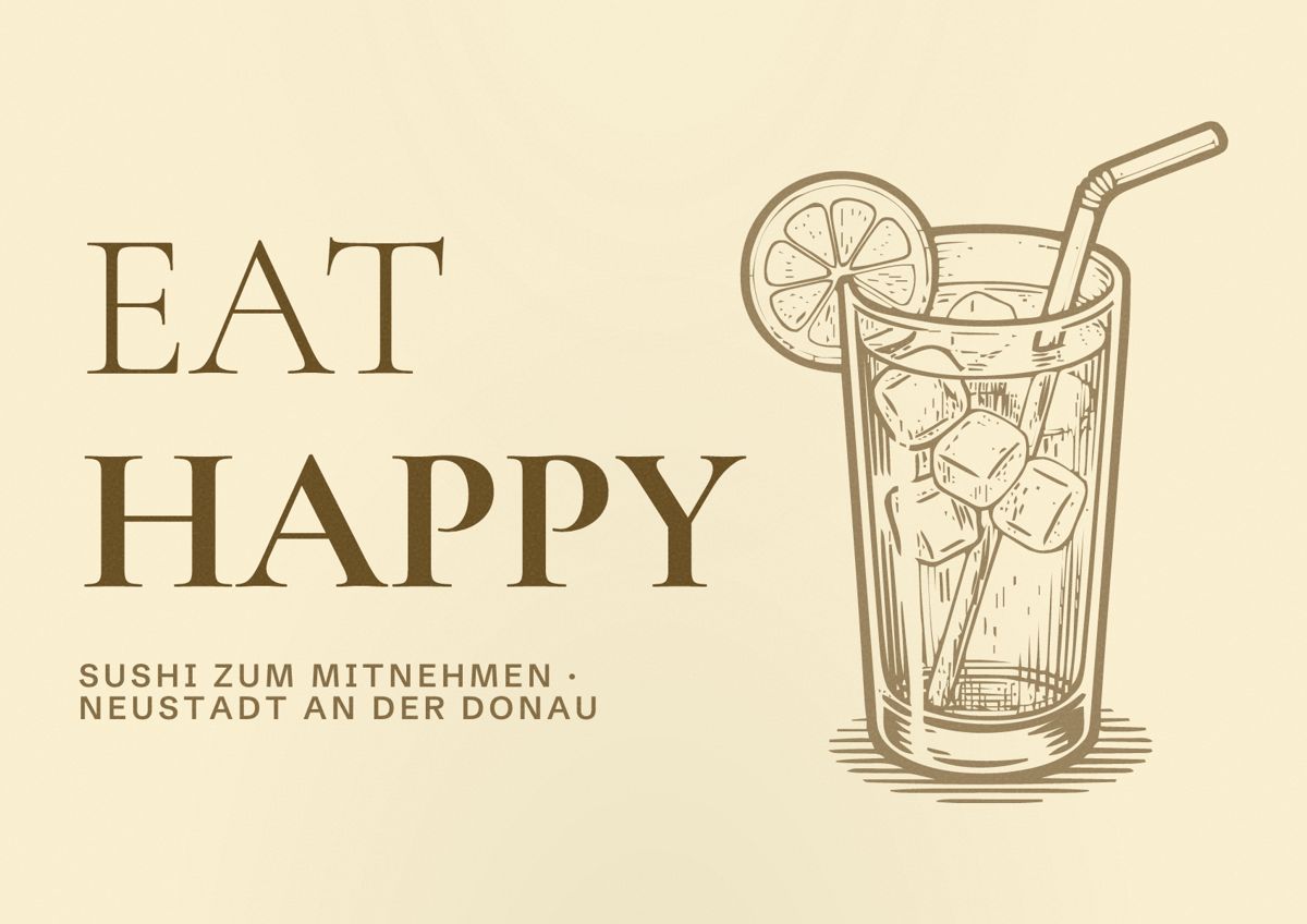 Illustriertes Poster von EAT HAPPY, Sushi zum Mitnehmen in Neustadt an der Donau