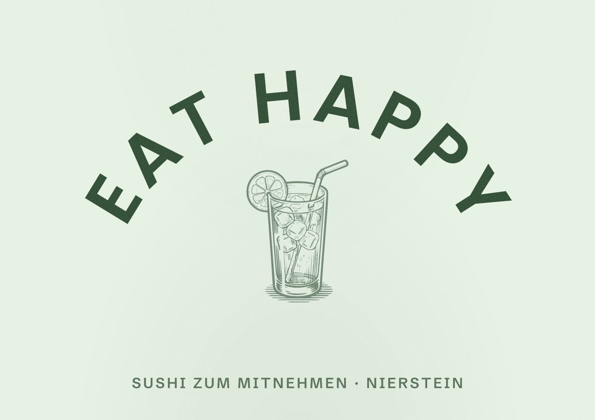 Illustriertes Poster von EAT HAPPY, Sushi zum Mitnehmen in Nierstein