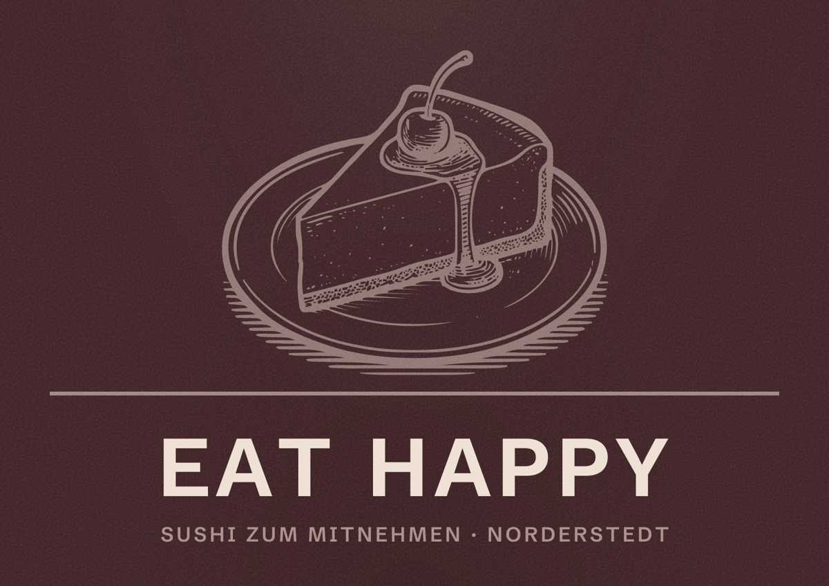 Illustriertes Poster von EAT HAPPY, Sushi zum Mitnehmen in Norderstedt