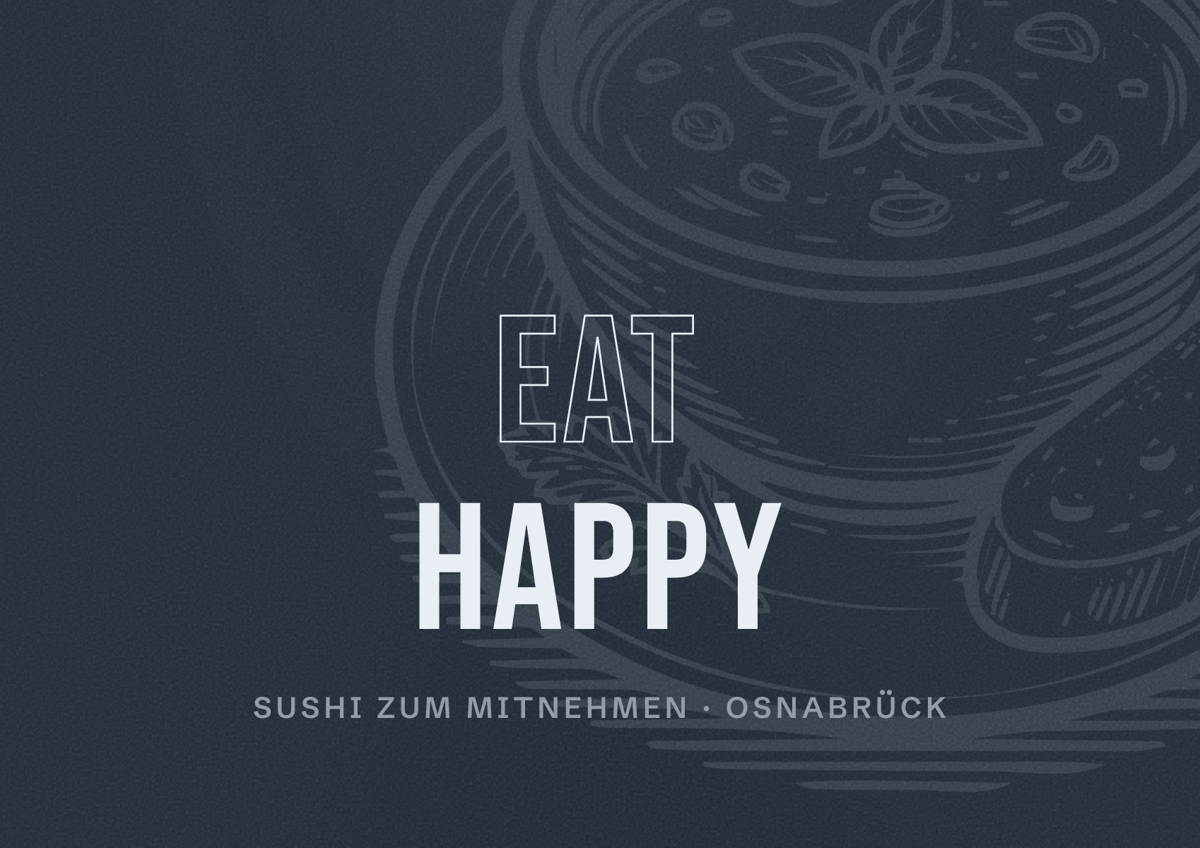 Illustriertes Poster von EAT HAPPY, Sushi zum Mitnehmen in Osnabrück