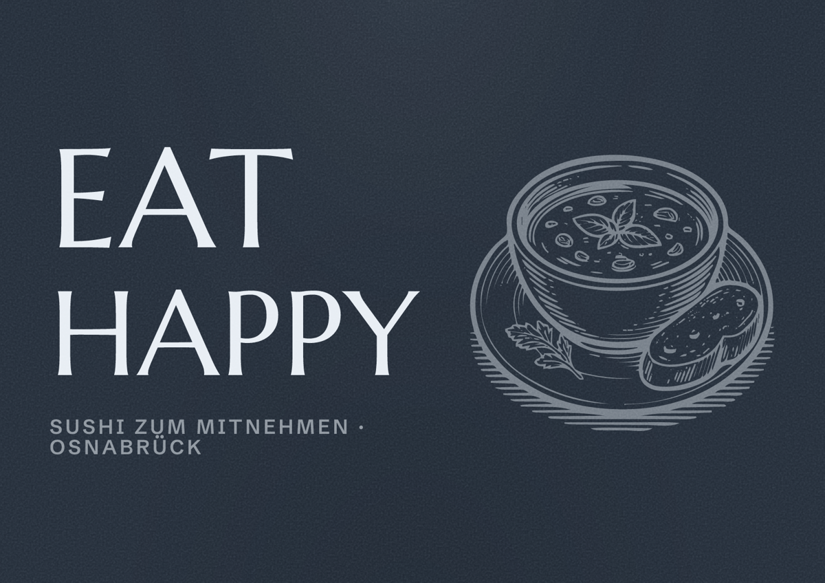 Illustriertes Poster von EAT HAPPY, Sushi zum Mitnehmen in Osnabrück