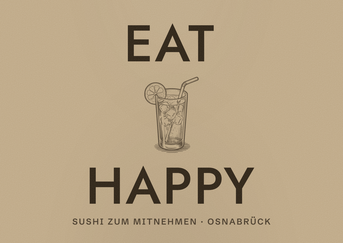 Illustriertes Poster von EAT HAPPY, Sushi zum Mitnehmen in Osnabrück