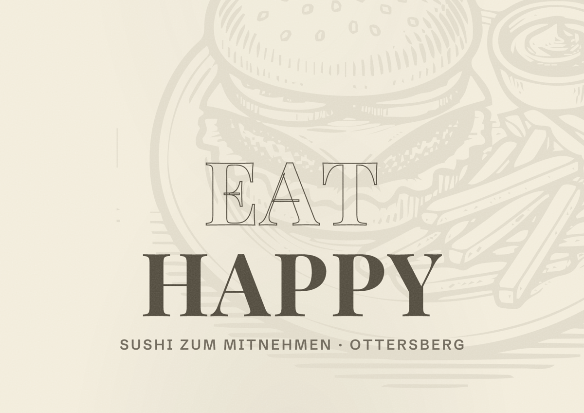 Illustriertes Poster von EAT HAPPY, Sushi zum Mitnehmen in Ottersberg